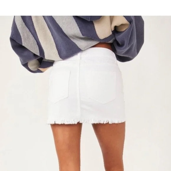 We The Free Out of Ordinary Denim Miniskirt in White - Picture 3 of 9